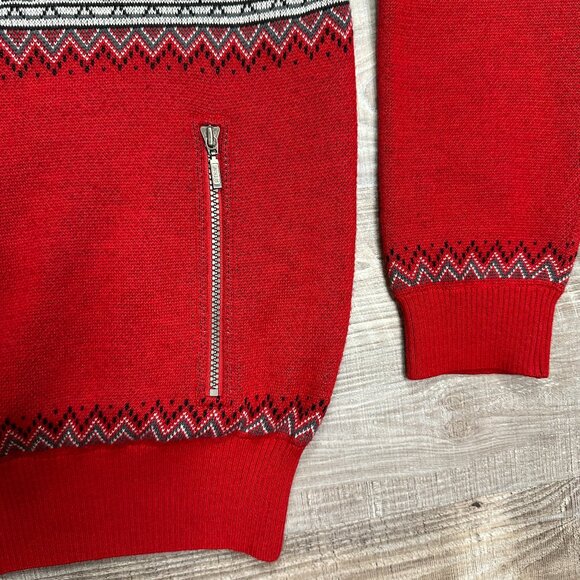 Spyder Wind Stopper Wool Red Gray Sweater Jacket 1/4 Zip Lined Mens Size Large - Picture 5 of 11